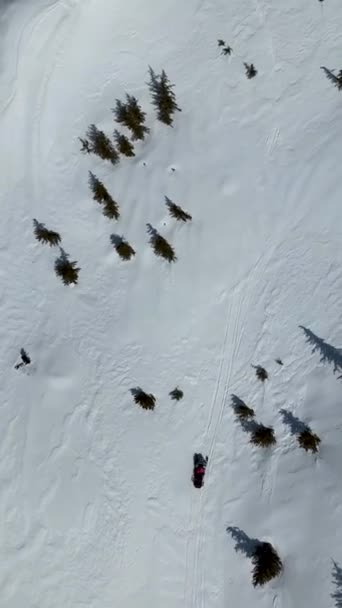 Egy Snowboardos Ereszkedik Hegyekből — Stock videók
