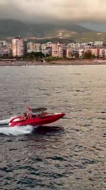 Actieve Levensstijl Een Sportboot Turkije Alanya Epische Scene — Stockvideo
