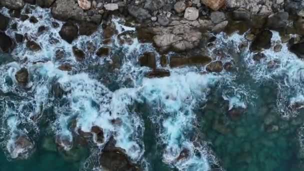 Blue Waves Splashing Sunset Day — Stock Video