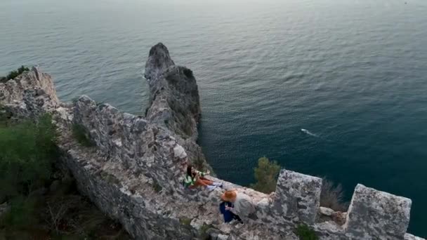Urlaub Meer Luftaufnahme Schöner Blick Auf Die Festung Der Stadt — Stockvideo