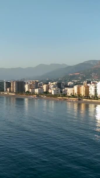 Turkse Gebouwen Een Prachtig Uitzicht Stad Alanya — Stockvideo