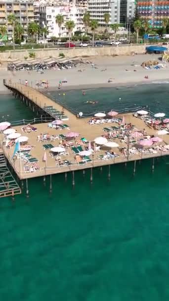 Rest Sea Walk Pier Aerial View — Stock Video