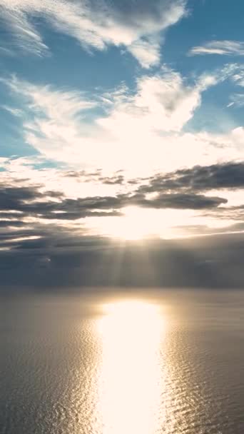 Cloudy Sea Sunset Flying Sun — Stock Video