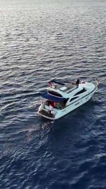 Sea Fishing Far Sea Natural Color Aerial View — Stock Video