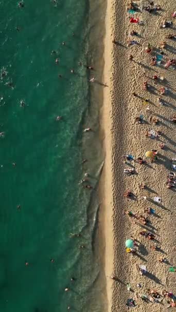 Люди Загорают Пляже Отдых Турции Средиземном Море — стоковое видео