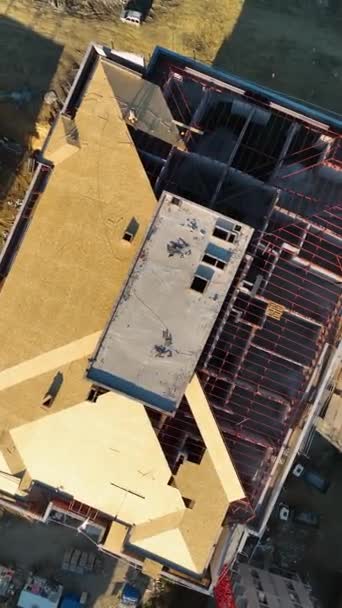 Work Construction Sites Facade Work Tiles Make Concrete Roof — Stock Video