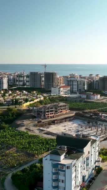 Türkische Gebäude Eine Schöne Aussicht Der Stadt Alanya — Stockvideo