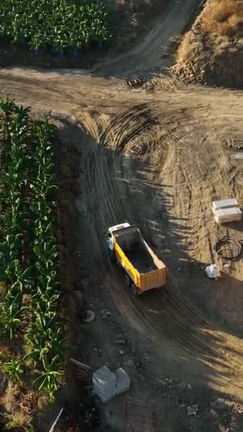 Machine Carries Soil Object Construction Concept — Stock Video