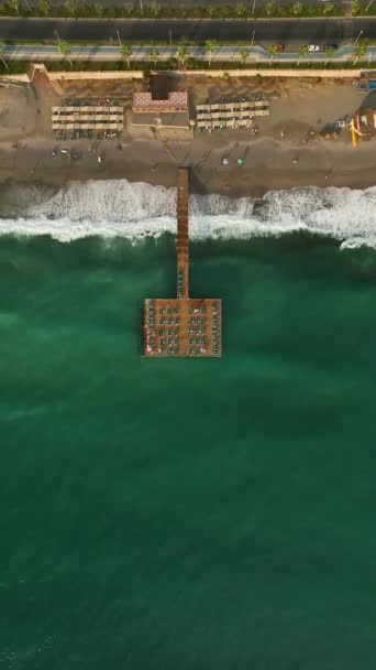 Rest Sea Walk Pier Aerial View — Stock Video