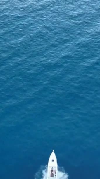 Imbarcazione Motore Blu Mare Concetto Marino Vista Aerea — Video Stock