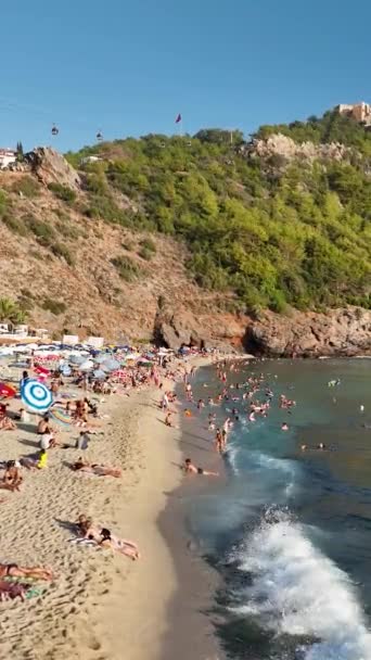 People Swim Mediterranean Sea Summer Vibe — Stock Video