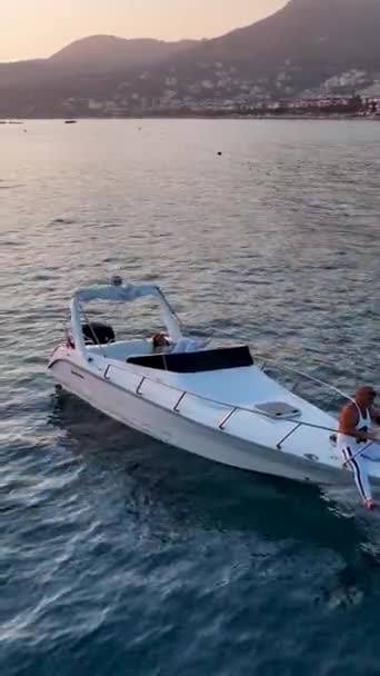 Motorboot Blauwe Zee Concept Zeezicht — Stockvideo