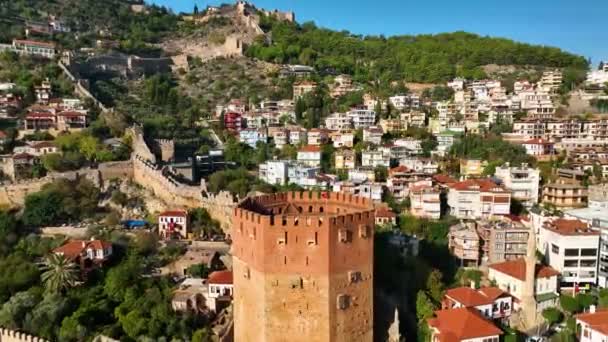 Şehrin Üzerindeki Temiz Gökyüzü Eski Kale Şehrin Simgesi — Stok video