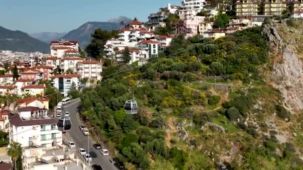 Funicular Arial View Bergen Uitzicht — Stockvideo