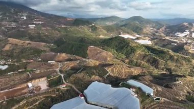 Çiftlik Arkaplanı Hava Görünümü Bulutlu