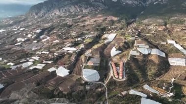 Çiftlik Arkaplanı Hava Görünümü Bulutlu