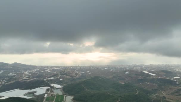 Farm Background Aerial View Cloudy — Vídeo de Stock