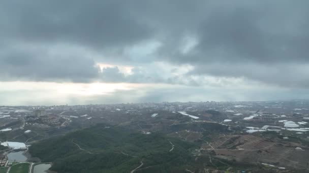 Farm Background Aerial View Cloudy — 비디오