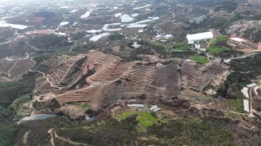 Çiftlik Arkaplanı Hava Görünümü Bulutlu