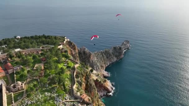 Paragliding Sport Time Awesome View Background — Stockvideo