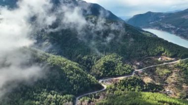Mountain river awesome background view cloudy lanscape