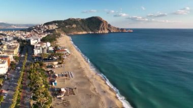 Green park on the waterfront aerial view