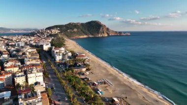 Green park on the waterfront aerial view