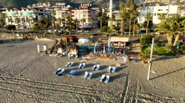 Green park on the waterfront aerial view