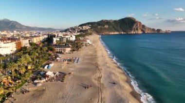 Green park on the waterfront aerial view