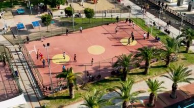 Basketball court aerial background 4 K