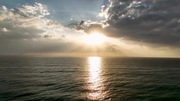 Slunce Zapadá Obzoru Arial Pohled Turecko Alanya — Stock video