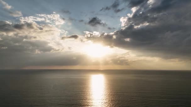 Slunce Zapadá Obzoru Arial Pohled Turecko Alanya — Stock video