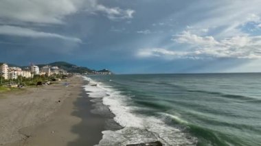 Aerial view on a beautiful beach 4K awesome background