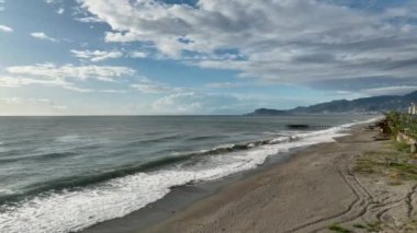 Aerial view on a beautiful beach 4K awesome background