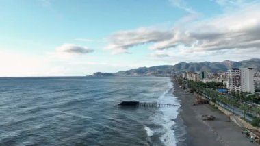 aerial view amazing spring sea 4 K background