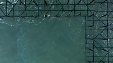 Aerial view mediterranean sea blue sea stormy waves