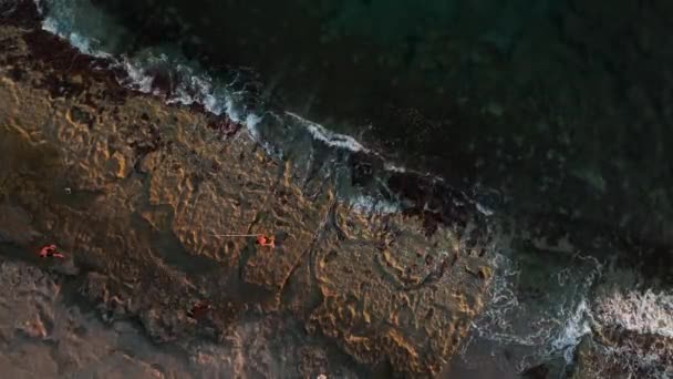 Aerial View Poor Fisherman Turkey Alanya — Stock Video