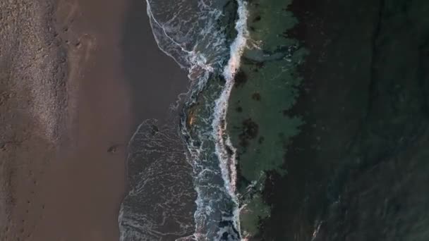 Sea Waves Beautiful Beach Aerial View Drone Shot — Stockvideo