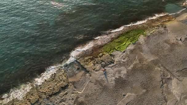 Sea Waves Beautiful Beach Aerial View Drone Shot — Video Stock