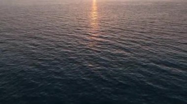 water aerial view. Calm waterscape at sunny evening.
