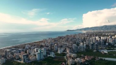 City panorama at sunset, beautiful view 4 K