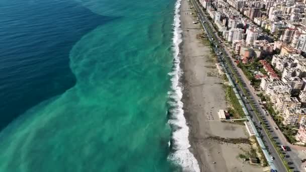Aerial View Amazing Spring Sea — Stock Video