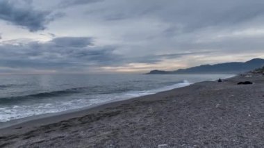 Abstract aerial nature summer ocean sunset sea and sky background. Vacation, travel and holiday concept 4 K