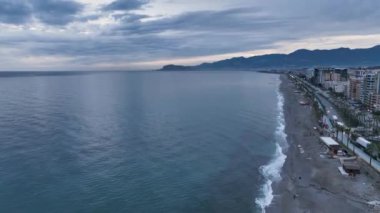 Abstract aerial nature summer ocean sunset sea and sky background. Vacation, travel and holiday concept 4 K