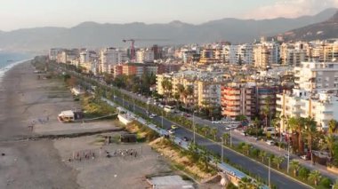 Palmiye ağaçları ve mavi gökyüzü Türkiye 4K.