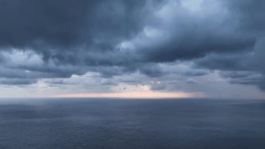 Abstract aerial nature summer ocean sunset sea and sky background. Vacation, travel and holiday concept 4 K