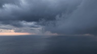 Abstract aerial nature summer ocean sunset sea and sky background. Vacation, travel and holiday concept 4 K