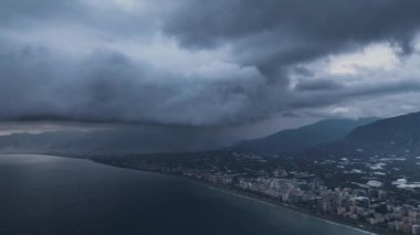 Abstract aerial nature summer ocean sunset sea and sky background. Vacation, travel and holiday concept 4 K