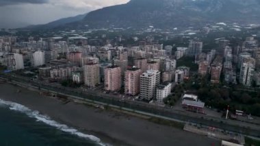 Abstract aerial nature summer ocean sunset sea and sky background. Vacation, travel and holiday concept 4 K
