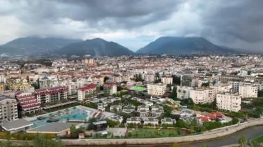 Panorama of the city from a birds eye view 4 K